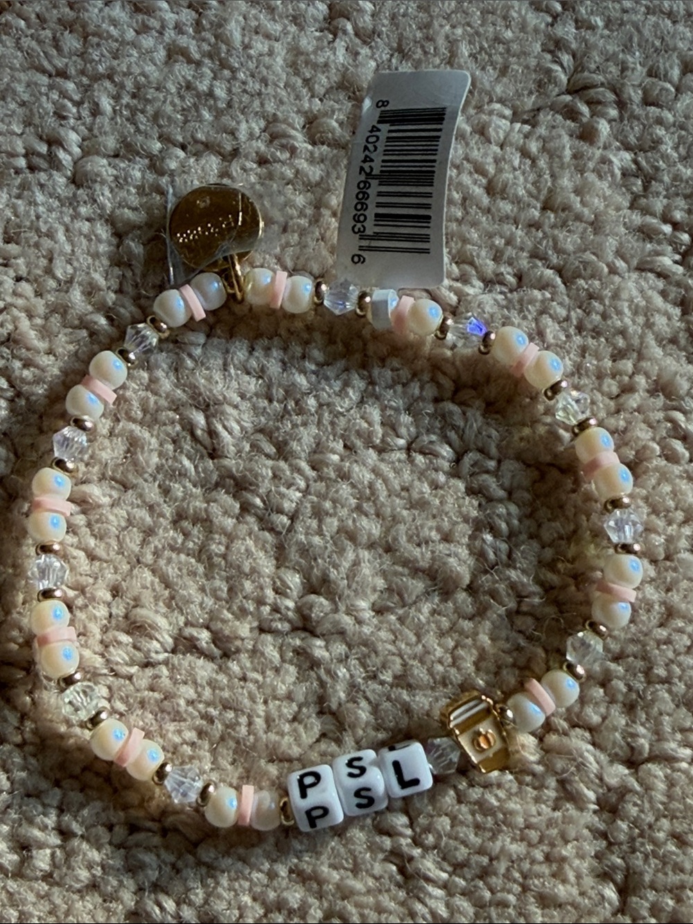 Little Words Project Fall Bracelet with PSL Lettering - Pink & Gold - ML